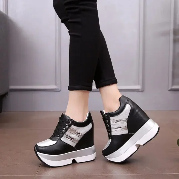 2022 Autumn Women High Platform Shoes Height Increasing Casual Shoes 12 CM Thick Sole Trainers Breathable Shoes Women Sneakers 6