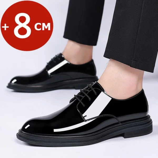 Yeinshaars New Men 6/8cm Derby Shoes Patent Leather Height Increase Men Dress Shoes Formal Elevator Business Shoes Bright Upper 1