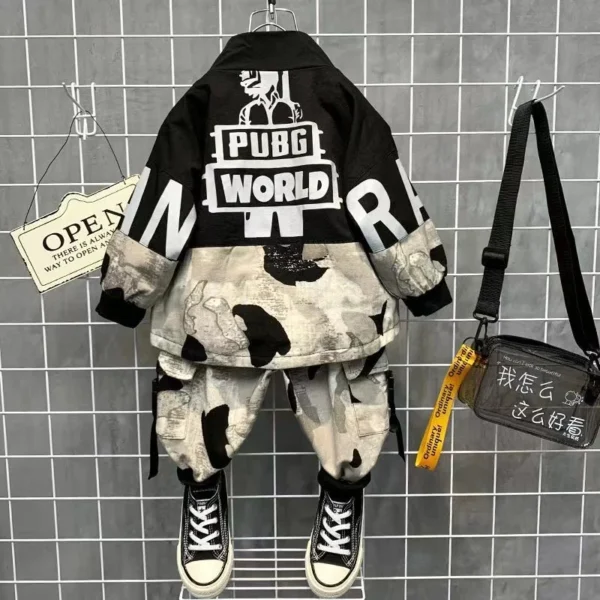 2024 Boys Babys Sets Fashion Jacket Letter Boy Clothing Suit Teenager Children Korean Coats Tops + Pants Cotton 2 3 6 8 10 year 4