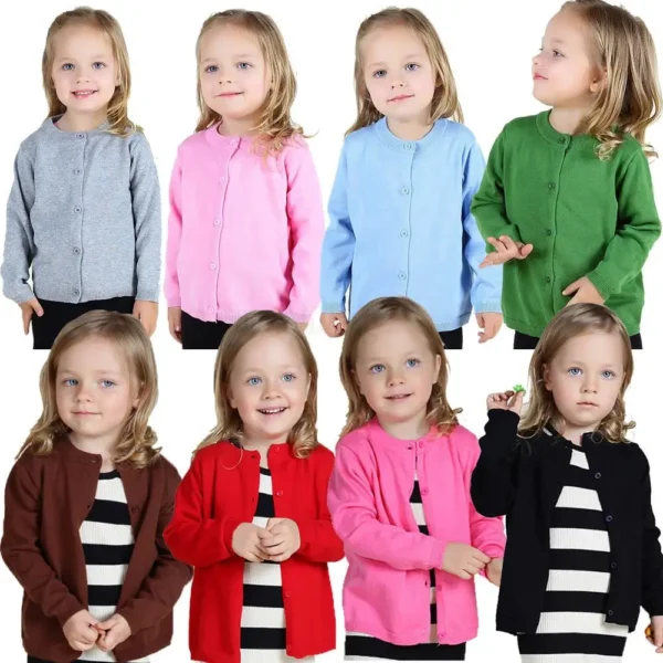 1 2 3 4 5 6 7 8 9 Years Knitted Cotton Cardigan for Girls Baby Boy Clothing Children Sweater Solid Cardigans Spring Autumn Wear 1