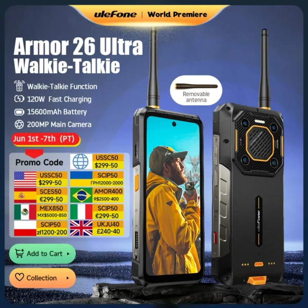 【World Premiere】Ulefone Armor 26 Ultra Walkie Talkie 5G Rugged Phone 120W 15600mAh 200MP+64MP +50MP NFC Waterproof Smartphone 1