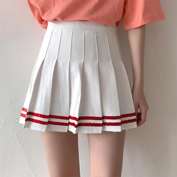 Y2k Summer Korean Fashion Short Women Skirt Casual High-Waisted Slim Elastic Striped Harajuku Pleated School Mini A-line Skirts 6