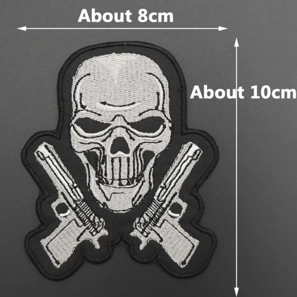 Skull Pistol Tactical Military Morale Patches Embroidery Badge Motorcycle Knight Leather Vest Decoration Accessories Appliques 2