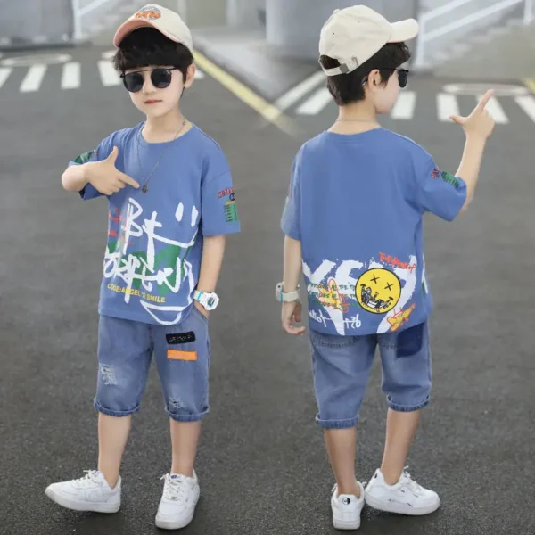 Boys Teen 6 8 9 10 12 Year Clothing Sets Summer Casual Outfit T-shirt + Pants Boys Clothes Children Clothing Suit Kids Tracksuit 1