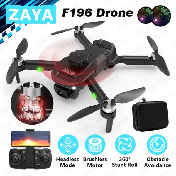 ZAYA F196 RC Quadcopter Mini Drone with 4K Camera Brushless Motor Obstacle Avoidance Optical Flow Remote Control FPV Dron Toy 1