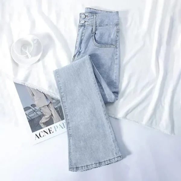 High Waist Slim Flare Jeans For Women Korean Casual Skinny Denim Pants Streetwear Pantalones Vintage Vaqueros Stretch Trousers 3