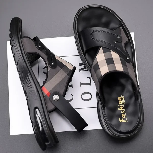 Men's Sandals Leather Casual Sandals Non Slip Beach Sandal Outdoor Platform Sandals for Men Summer New Slippers Sandalias Hombre 2