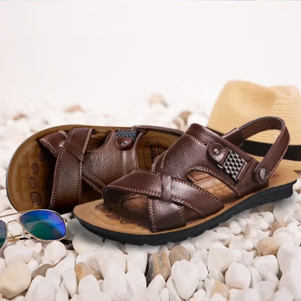 Big Size Men Leather Sandals Summer Classic Men Shoes Slippers Soft Sandals Men Roman Comfortable Outdoor Walking Footwear 2