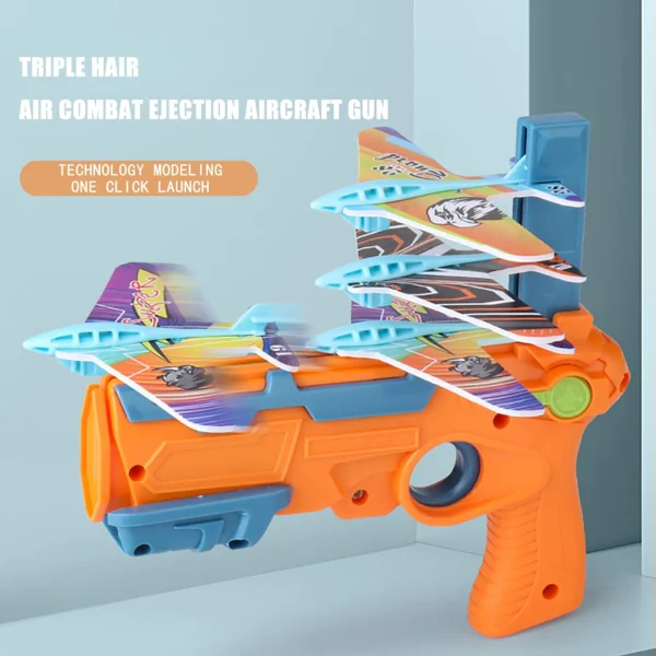 HOT！Airplane Launcher Bubble Catapult With 6 Small Plane Toy Funny Airplane Toys for Kids plane Catapult Gun Shooting Game Gift 2