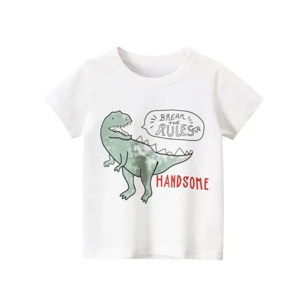 2024 Kids Shirts Dinosaur Printed Cartoon T Shirt for Boys Summer Animal Printing Boy T Shirt Tops Tees Children Clothes 2