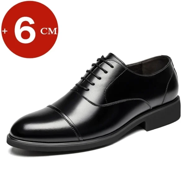 New Men 37-46 Men's Flat / 6CM Heightening Elevator Shoes Business Formal Leather Shoes Man British Casual Wedding Suit Shoes 1