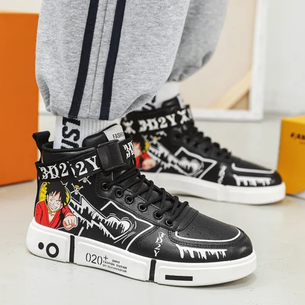 Anime One Piece Women Shoes Men High-Top Board Shoe Autumn Winter Cartoon Graffiti Boy Girl Student Sneaks Casual Shoes New 2