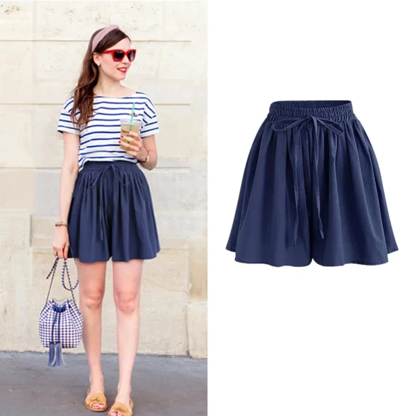 Summer Wide Leg Shorts Women Casual short Loose High waist Female Short pants M-6XL 2