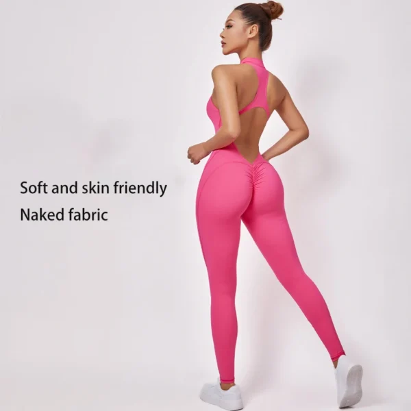 New Zip Up Rompers Scrunch Butt Yoga Sets Sleeveless pants Jumpsuit for Women Fitness Gym Clothing Workout Open Back Sports Suit 2