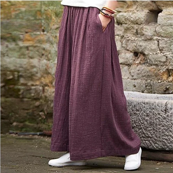 2024 Spring Fashion cotton Wide Leg Pants plus size Female Loose Casual cotton linen Pants Trouser Autunm vintage long pants 2