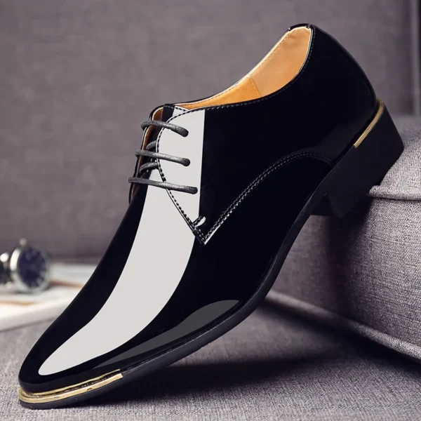 mens patent leather shoes men dress shoes lace up Pointed toe wedding Business party 5 colors big size  rtg5 2