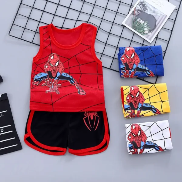 Baby Boys Summer Clothes Sets Infant Kids Cartoon Spiderman Cotton Sleeveless T-shirt Vest+Shorts 2Pcs Suit Children's Wear 2-7Y 2