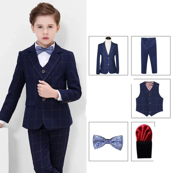 Kids Boys White Blazer Vest Pants 3PCS Set Children Baptism Wedding Prom Suit Baby Boy Elegant Dress Teenager Party Costume 6