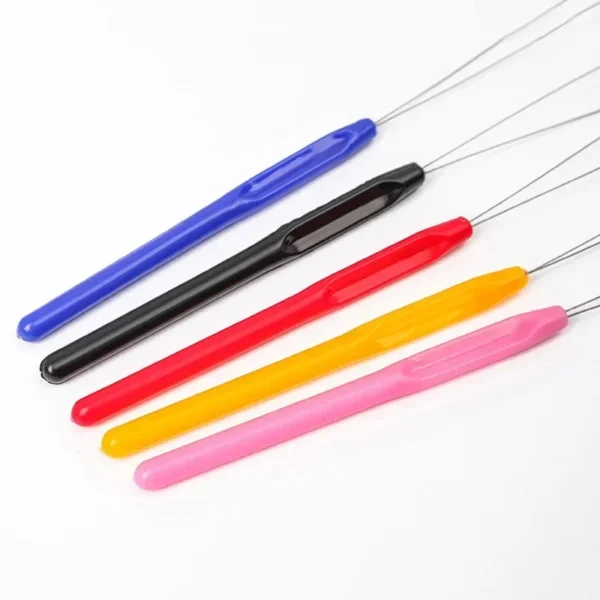 Micro Rings Loop Tool Threader Pulling Needle for Beading Thread Perforation Durable Threader with Handle Crochet for wig 4