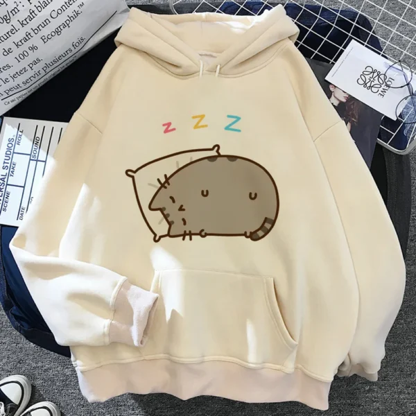 Pusheen hoodies women gothic 90s Fleece Kawaii Hooded Shirt women Kawaii clothes 3