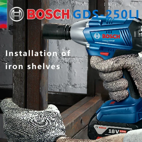 BOSCH GDS 250 LI 18V Cordless Impact Wrench Socket Bolt Nut Rechargeable Lithium Electric Wrench 250Nm Professional Power Tool 5