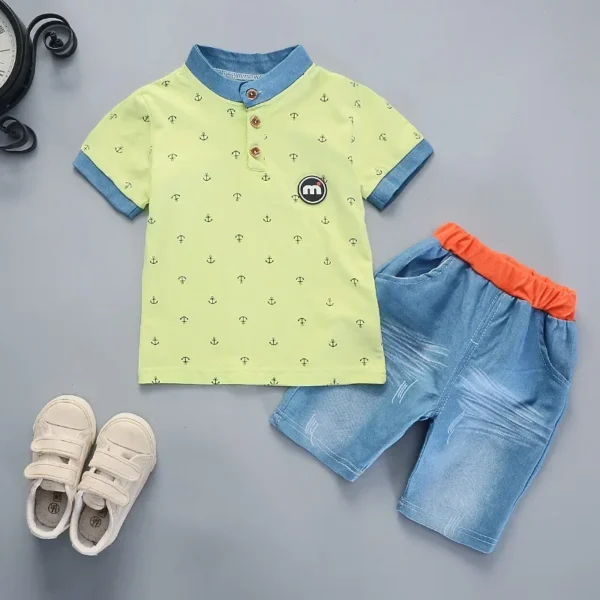 2022 Summer boys clothes sets Baby boy fashion print T-shirt + shorts  2 pieces baby cotton clothing set 4