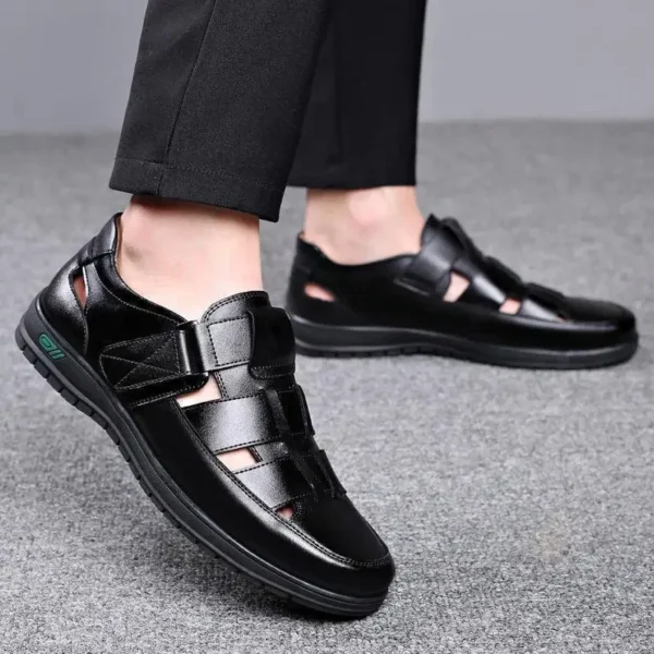 2024 Summer Hollow Leather Shoes Men's Casual Sandals Breathable Hole Shoes Sandals Men Shoes  Sandals 5