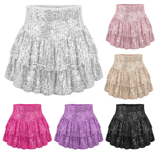 2024 African Party Evening Clothes for Women Spring Summer Sexy High Waist Sequin Mini Pleated Skirts Dashiki Africa Clothing 2