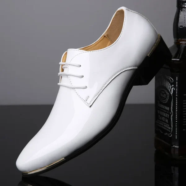 2022 Brand Newly Men's Quality Patent Leather Shoes Men Wedding Shoes Size 38-48 Black White Soft Man Dress Leather Casual Shoes 1