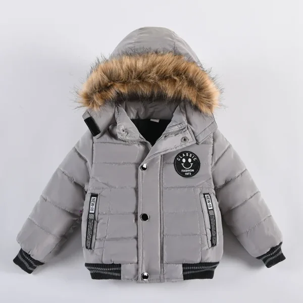 Autumn Winter Boys Jacket New Keep Warm Baby Coat Hooded Zipper Fashion Fur Collar Boys Outerwear 2 3 4 5 6 Years Kids Clothes 2