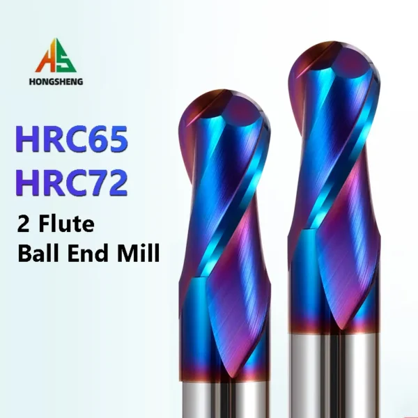 HRC65 HRC70 High Hardness Ball Nose End Mill Tungsten Carbide Cutter CNC Router Bit Milling Tool R0.5 6mm 8mm 10mm 12mm Metal 1