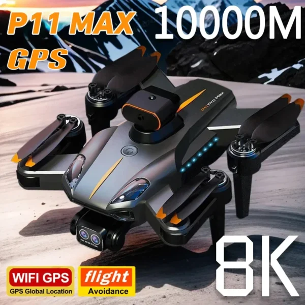 P11 Pro Max Drone 8K 5G GPS Professional HD Aerial Photography Dual-Camera Obstacle Avoidanc Brushless Quadrotor Children Gifts 1