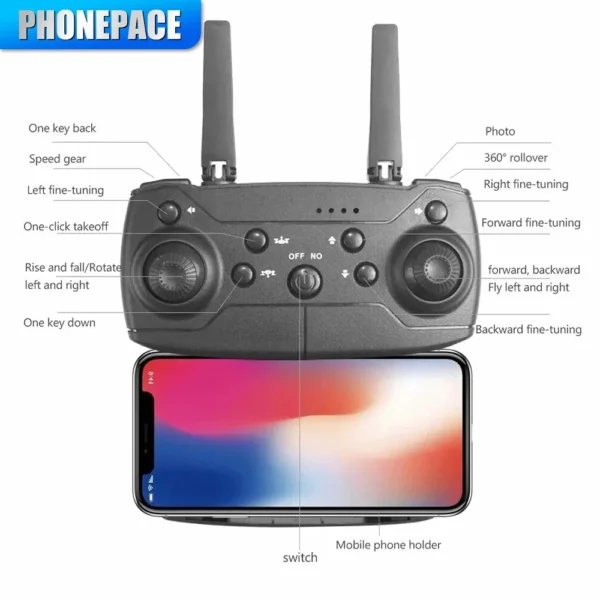 Phonepace E88 Pro WIFI FPV Drone Wide Angle HD 4K 1080P Camera Height Hold RC Foldable Quadcopter Dron Helicopter Toys Gift 3