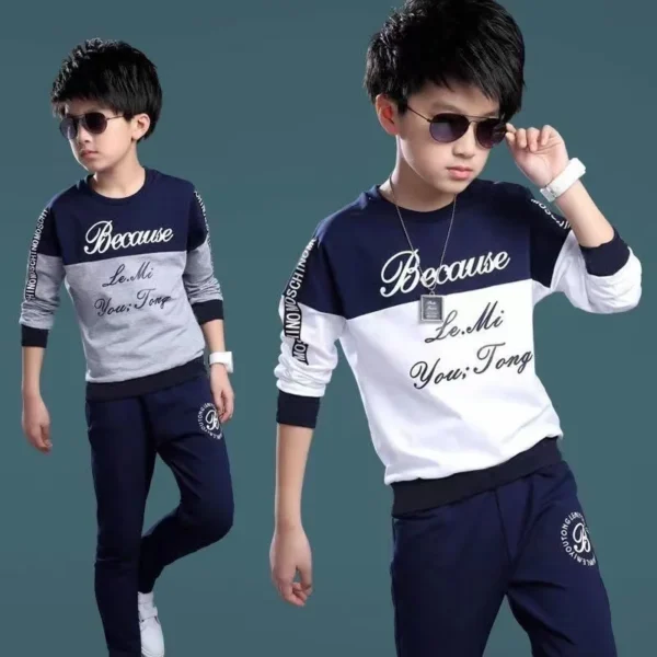 2024 New Boys Clothes Sport Suit Casual Sets Autumn Letter Children Winter Kids Tracksuit Spring + pants 5 6 7 8 9 10 11 12 year 1