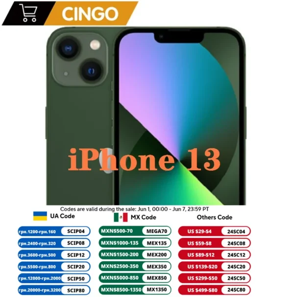 iPhone 13 128GB/256GB ROM Unlocked A15 Chip IOS 5G phone Face ID 6.1" OLED Screen Smartphone iphone13 cellphone 1