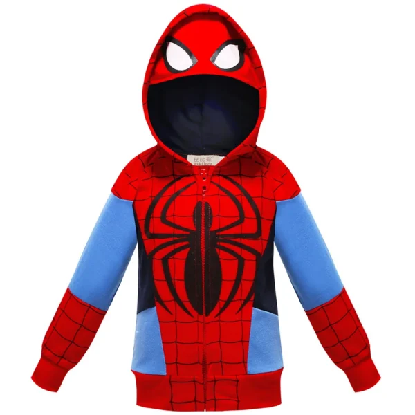 Spring Autumn Boys Coats Marvel Avengers Iron Man Spiderman Hooded Boy Jacket Children Warm Outerwear Kids Clothes 3