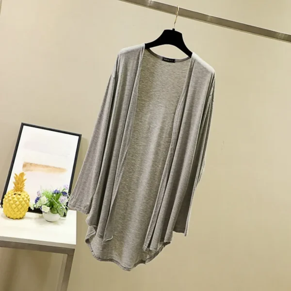 Modal Cardigan Long sleeves Plus size Summer Spring Loose Air-conditioned Top Open-front sun-proof clothing 6