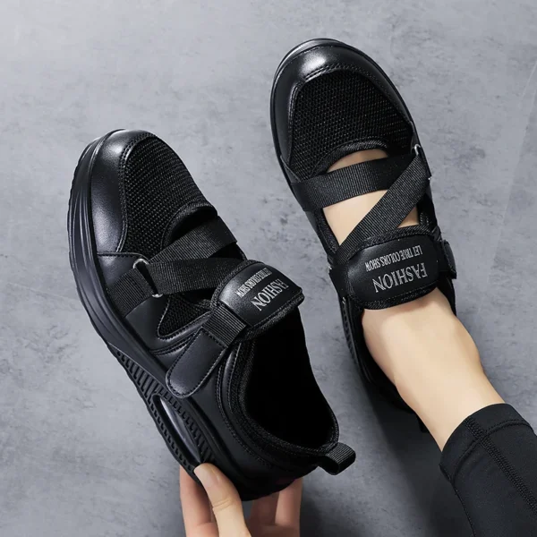 Women's Shoes Spring Genuine  Soft Outsole Work Shoes Female Black Swing Shoes Woman Plus Size Wedges Single Shoes2023 3