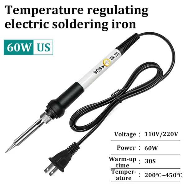 200℃-450℃ Temperature Adjustable Electric Soldering Iron 110v/220v 60w Constant Temperature US/EU Standard Plug Repair Tool 1