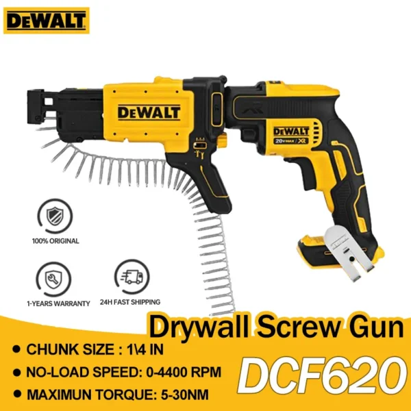 DEWALT DCF620 DCF6202 Brushless Cordless Drywall Screw Gun 20V Lithium Power Handheld Collated Drywall Screw Gun Attachment Tool 1