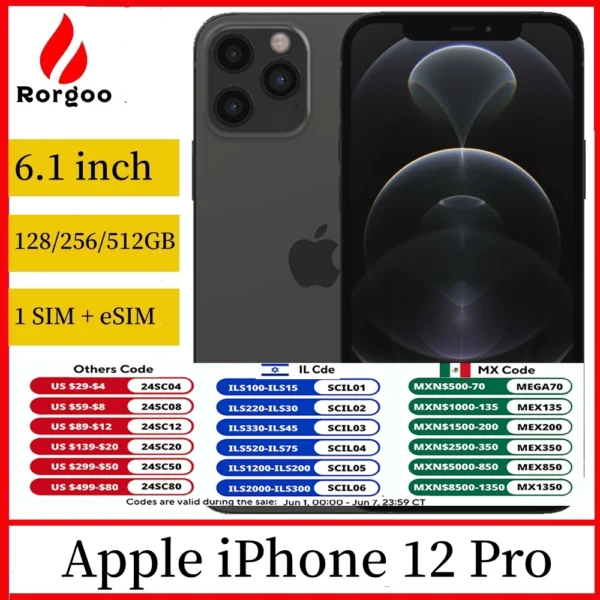 Apple iPhone 12 Pro 6G RAM 128GB 256GB ROM Smartphone 6.1" OLED Face ID NFC IOS Unlocked 5G Original iPhone 12pro Mobile Phone 1