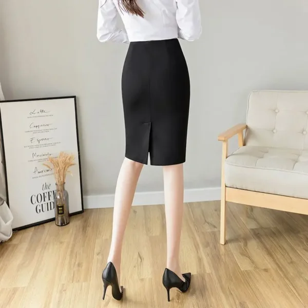 Office Lady Fashion Midi Black Split Skirts Spring Summer Temperament Koreon Streetwear Women Casual High Waist Slim Sexy Skirt 4