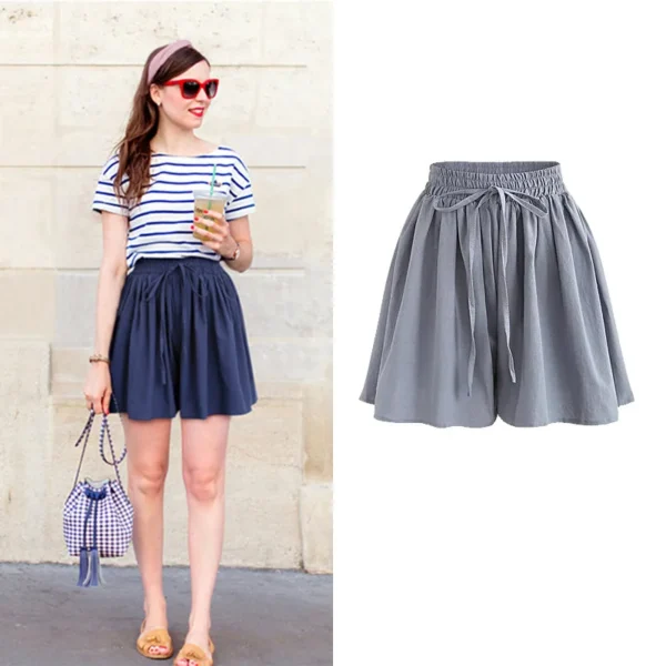 Summer Wide Leg Shorts Women Casual short Loose High waist Female Short pants M-6XL 3