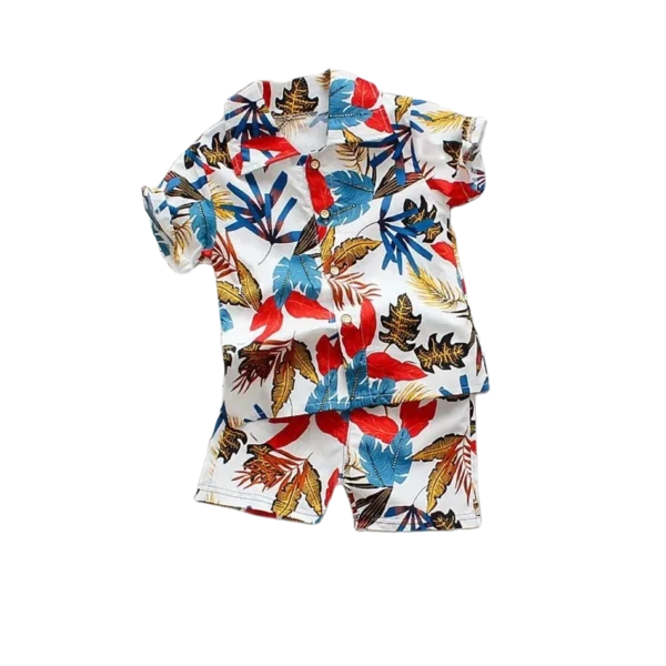 1-6 Year Baby Boys Floral Printed Clothes Set Summer Girl Short Sleeve Children's Shirt Top+Pants 2Pcs Kids Holiday Beach Outfit 6