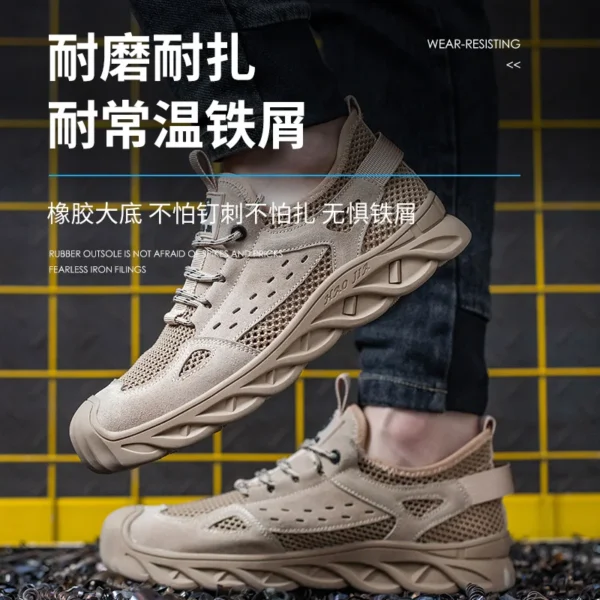 Breathable Summer Safety Work Shoes For Men Insulation 6KV Plastic Toe Anti-smash Non-slip Indestructible Boots Male Footwear 4