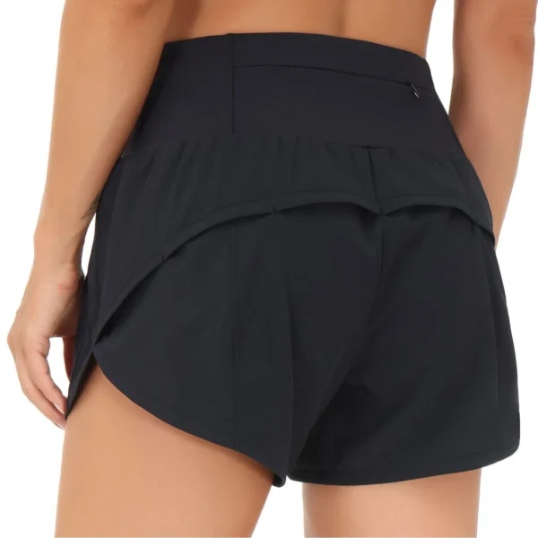 Women's Running Shorts, Two-piece with Zippered Pockets, High Waisted Yoga Quick Drying Pants 2