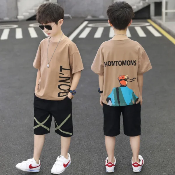 Boys Clothes Sets 2024 Summer Short Sweatshirt + Pants Children Clothing Camouflage Kids Boy Sport Suits Teen 4 6 8 10 12 Years 2