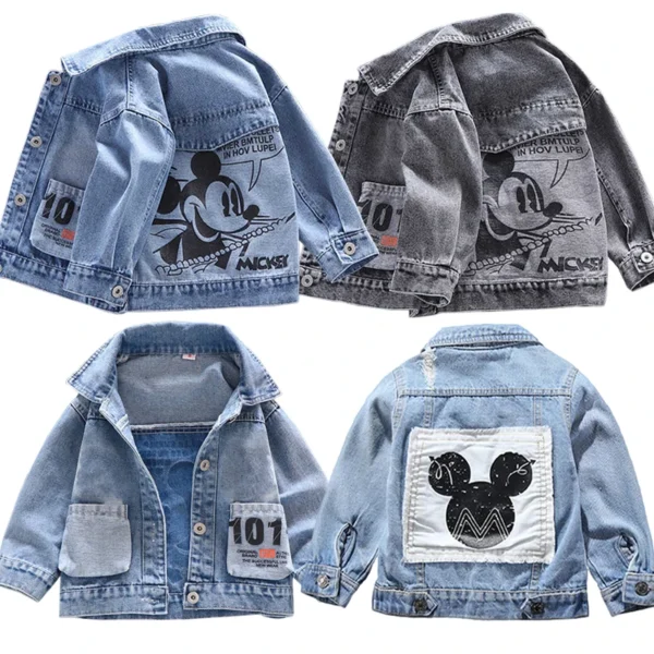 Mickey Denim Jacket For Boys Fashion Coats Children Clothing Autumn Baby Girls Clothes Outerwear Cartoon Jean Jackets Coat 1