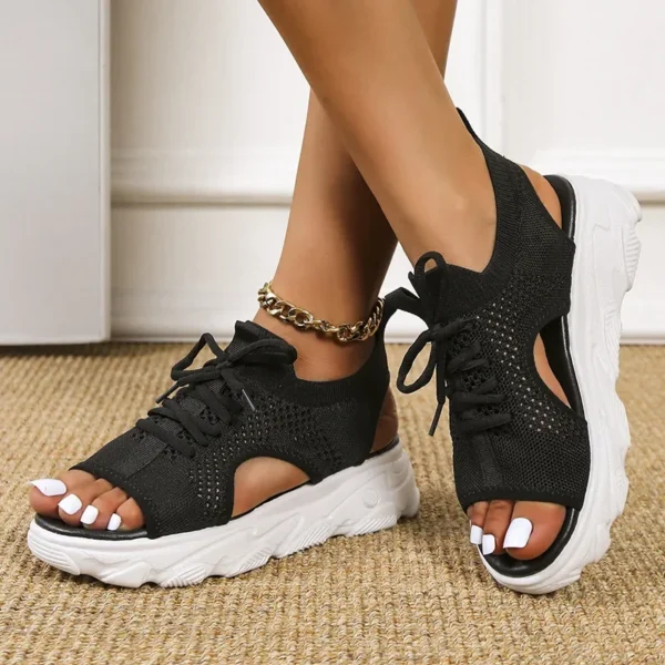 Mesh Women Sandals Summer Shoes for Women Trend Lace-up Platform Sandals Open Toe Beach Casual Heeled Sandals Sandalias De Mujer 4