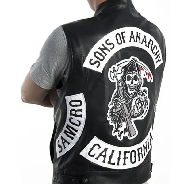 Leather Vest Men Motorcycle Cosplay Costume Sleeveless Jacket Sons An Embroidery Rock Punk PU Vest V Neck 6